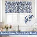 DriftAway Julia Watercolor Blooming Flower Floral Lined Thermal Insulated Window Curtain Valance Rod Pocket 52 Inch by 14 Inch Plus 1.75 Inch Header Linen Blend Navy 1 Pack