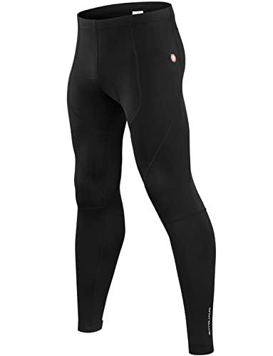 qualidyne Men's Cycling Pants 4D Padded Bike Pants Road Biking Tights Bicycle Pants Fleece-Lined Black, M