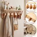 Geelin 24 Inch Coat Rack Wall Mount with Shelf, Entryway Wall Shelf with Hooks, Wood Shelves with 4 Hooks for Entryway Living Room, Bedroom, Kitchen Boho Bathroom Decor
