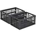 HUUSMOT 2-Pack Collapsible Plastic Storage Baskets, Dark Grey, 19"x13"x9"