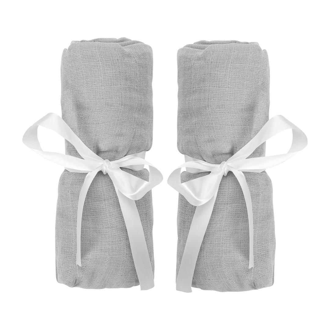 Newton Baby Fitted Sheets for Bassinet & Bedside Sleeper, Essential Bassinet (2-Pack) - Ultra-Breathable, Washable and Ultra-Soft, 100% Muslin, 19" x 35", Grey