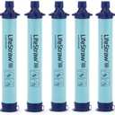 LifeStraw Personal Water Filter for Hiking, Camping, Travel, and Emergency Preparedness, Pack Of 4, Blue 