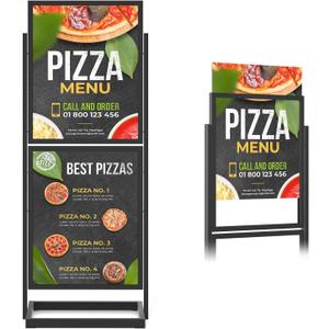 Metal Floor Standing Display - Double Sided Poster Stand 22" x 28", Heavy Duty Poster Sign Stand with Rectangular Tubing Base for Business, Office, Trade Show, Mall Advertising, Black (2 Tier)