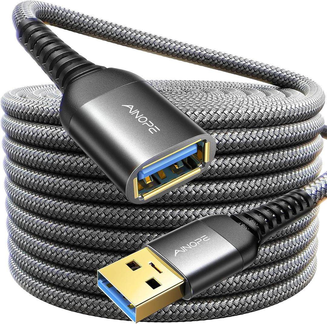 AINOPE USB Extension Cable,USB Extender,USB 3.0 Extension Cable, Male to Female Cord High Data Transfer Compatible with Webcam,Keyboard,Flash Drive,Hard Drive,Printer,16FT,Black