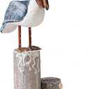 Nautical Pelican Statue - Handcrafted Wooden Bird Figurine for Coastal Home & Bathroom Decor, Vintage Beach Theme Art Sculpture, Rustic Outdoor Garden Decorations, Wood Carving Fish Statue