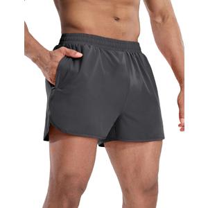 MIER Mens Athletic Running Shorts with Brief Liner 3 Inch Quick Dry Lined Shorts with Zipper Pockets for Gym Workout (X-Small, Dark Grey)