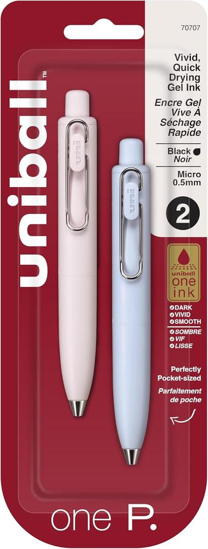 uni one P Retractable Gel Pens, Micro Point (0.5mm), Peach, Soda, Black, 2 Pack