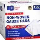 Thick Non-Woven Sterile 3x3 Gauze Pads Pack of 100| 8-ply Sponges| Individually Packed, Soft and Lint-Free Medical Pads for Enhanced Absorption and Wound Care