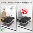 2 Burner Electric Cooktop 220V - 12 Inch Built-in Electric Stove Top 3000W, Radiant Electric Stovetop with 9 Power Level, Knob Control, Auto Shut Down Protection, 220-240V Hard Wired (No Plug)