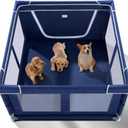 Puppy Playpen Indoor for Small Pets, 42x42x25 Inch, Dog Play Pen with Gate, Portable Oxford Fabric Pet Exercise Pen, Anti-Tipping Enclosure with Zipper Door (Royal Blue)