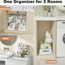 REALINN Under Sink Organizer, Pull Out Cabinet Organizer, 2 Tier Metal Slide Out Shelf with L Shaped Design, Under Cabinet Storage for Kitchen, Bathroom, Laundry, Deep Cabinet Shelf Storage, White