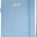 2027 Daily Planner/Calendar, One Page Per Day, Daily Monthly Agenda Planner with Time Slots and Monthly Tabs, Jan - Dec 2027, 5.7" x 8.25" Appointment Book, Pen Holder, Leather Cover (Sky Blue)