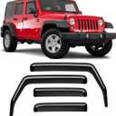 ACLONG in-Channel Rain Guards Black Window Visor Compatible with Jeep Wrangler JK 4-Door 2007-2017 Side Shatterproof Sun Visor, Window Deflectors, 4-Piece Set