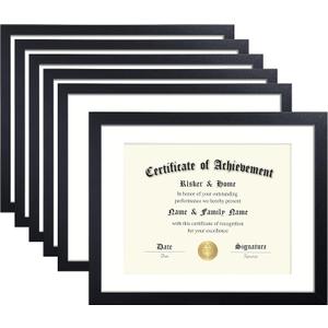 ELSKER&HOME 11x14 Diploma Frame 6 Pack, Diploma Frames 8.5x11 with Mat or 11x14 Document Frame without Mat,Multipack College Certificate/Degree Frames for wall,Set of 6