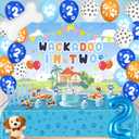 2nd Birthday Party Decorations for Boys Girl, Blue Dog Theme with Happy Birthday Banner, Foil Balloons, Cake Toppers,Tablecloth