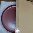 12 Pieces Dinnerware Sets,Plates and Bowls Sets,Handmade Reactive Glaze Dishes Set for 4 with at Least 10% Recycled Ceramic and the Raw Texture of the Clay (Angora Red)