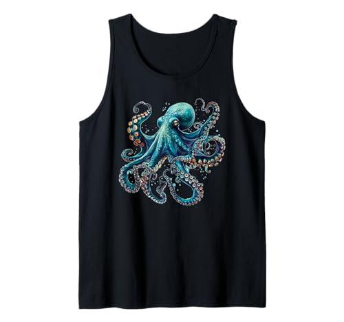 Cool Blue Octopus Tank Top, XL