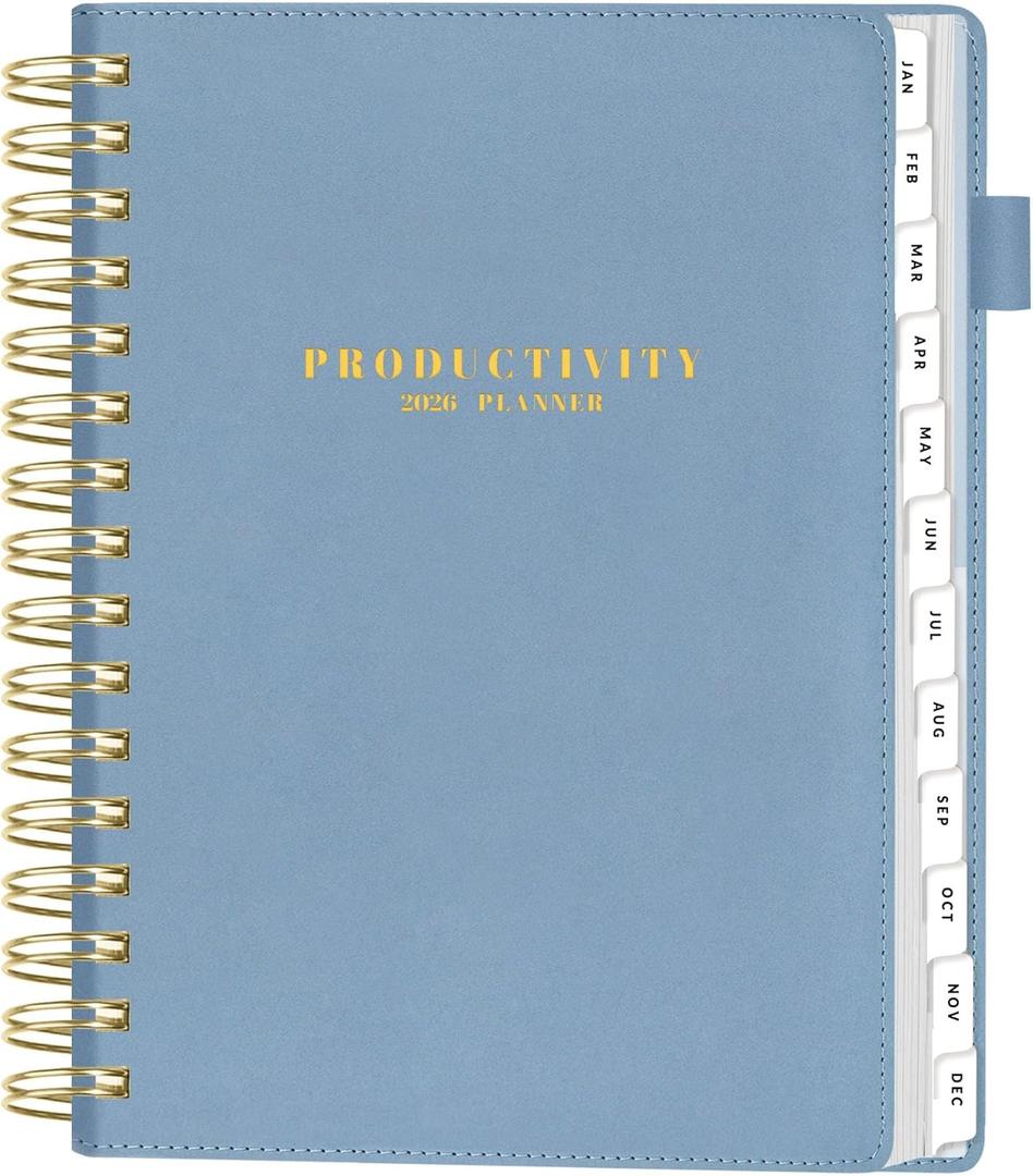 SUNEE 2026 Planner 5.9" x 8.3" Dated Productivity Planner for Time Management - Daily, Weekly & Monthly Planner to Achieve Goals - Planner 2026 dated from January 2026 December 2026, Grey Blue