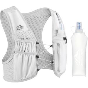Zelvot Running Vest for Women Men, USA Original Patent, Adjustable Chest Straps Running Hydration Vest with 500ml Soft Flask, Lightweight Reflective Hydration Backpack for Marathon (Medium-Large, Gray)