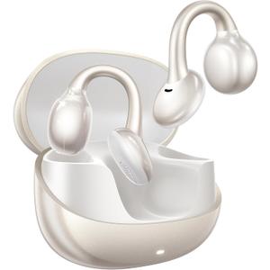 JOYROOM OE3 Open Ear Earbuds, Wireless Clip On Earbuds Headphones, Auto L-R Recognition, Omni Tap Control, Immersive Sound, Ultra-Light 4.9g Fit, Comfortable for Workouts and Daily Use, (Silver White)