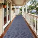 Indoor Outdoor Runner Rug 2 x 6 ft, Gray Non Slip Rubber Backed Floor Runner, Low Profile Area Carpet for Hallway, Kitchen, Entryway, Balcony, Garage, Stairs & Laundry, Geometric