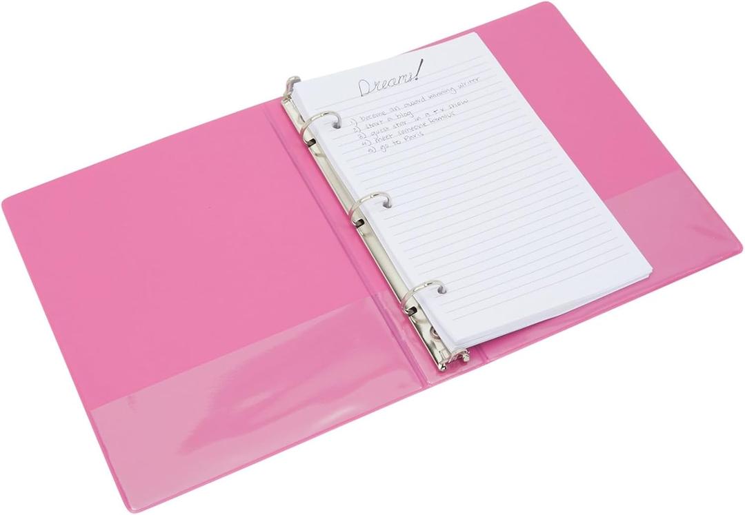 Paper Junkie Mini Pink 3 Ring Binder for 5.5 x 8.5-Inch Paper, 1-Inch Round Rings, School and Office Supplies - Pack of 4 Mini Binder