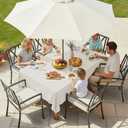 LUSHVIDA Rectangle Outdoor Tablecloth with Umbrella Hole and Zipper, 60x120 Inch Beige, Washable Waterproof Table Cloth Spill Proof Wrinkle Free Table Cover for Patio Spring Summer Picnic BBQS