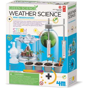4M: Green Science - Weather Science - DIY Mini Observatory Kit, Static Electricity, Lightning-Cloud Formation, Build A Water Cycle Model, STEAM Kid 5+