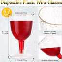 meekoo 50 Pcs 5.7oz / 170ml Disposable Plastic Wine Glasses, Gold Glitter Champagne Goblets Cocktail Cups for Weddings Birthday Bridal Shower Christmas Halloween Thanksgiving Party Outdoor Gatherings