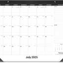 Nekmit Desk Calendar 2025-2026, Yearly Monthly Desk Pad Calendar for Planning, Ruled Blocks, July 2025 - December 2026, 14" x 11", Black (White)
