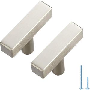 Ravinte 25 Pack 2 Inch Brushed Nickel Cabinet Handles, Square Kitchen Hardware for Cabinets & Drawers, Stainless Steel Pulls with Single Hole