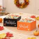 2 Pcs Fall Candy Bowl Dish Mini Wooden Autumn Candy Bowl Thankful Blessed Thanksgiving Harvest Candies Holder Farmhouse Party Supplies for Tiered Tray Holiday Table Decor Housewarming Gift