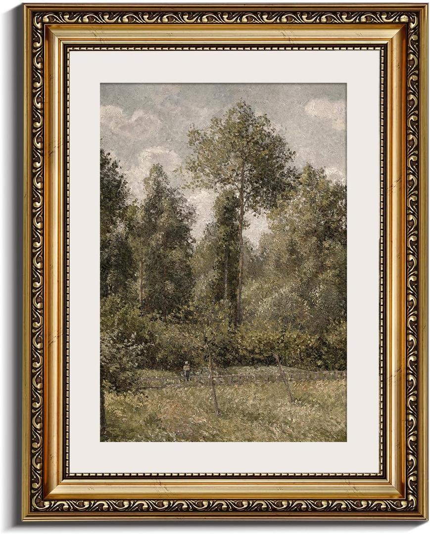 InSimSea Retro Gold Framed Wall Art, Home Room Poplars Vintage Wall Decor, Canvas Print Artwork, Farmhouse Country Decor, Antique Picture Frame Landscape Paintings, 11x14 Inch