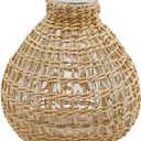 Anxingo Vase with Rattan Cover, Rattan Decorative Vase, Can Be Used for Flower Arrangements, Essential Oil Aromatherapy, Home Decoration, Restaurant Decoration (Spherical)