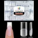 Medium Square Nail Tips, 360pcs Soft Gel Pre-Shaped Acrylic Fake Nails, Half Matte Full Cover Clear Gelly Press on Flase Nail Tips for Extension Nail Manicure Home DIY 12 Sizes Gelly Tips