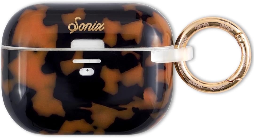 Sonix Case for AirPods Pro 2 & Pro 1 (1st/2nd Gen) - Hard Shell Cover with Keychain, Wireless Charging | Brown Tort