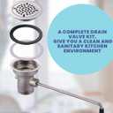 Commercial Sink Drain: 3-1/2" Sink Opening Waste Drain Valve - Brass Commercial Kitchen Sink Drain with Twist Handle - Prevents Sink Clogged Overflow for Commercial Restaurant Multi-Basin Sink