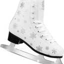 LEVYTEMP Women's/ Girls Figure Ice Skates - Youth White Snowflake Figure Skating Shoes with Two Insoles - Comfortable, Safe Indoor Outdoor Rink Size US 7