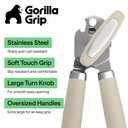 GORILLA GRIP Heavy Duty Stainless Steel Smooth Edge Manual Can Opener and Bottle Openers, Soft Comfortable Handle, Oversized Handheld Turn Knob, US Designed Multifunctional Kitchen Tool, Almond