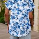 CRAZY GRID Women's Shirts Summer Casual Crewneck Ruffle Short Sleeve Blouses Cute Floral Print Tunic Tops (Blue, S)