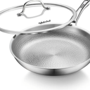 Titanium Pans for Cooking, 12 Inch Pure Titanium Hammered Pro frying pan with Lid, Non-Toxic Skillet for Cooking, PFAS/PFOA/PTFE Free Cookware, Dishwasher&Oven Safe, Kitchen Induction Compatible