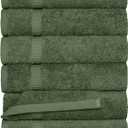 SALBAKOS 100% Turkish Cotton Hand Towel Set of 6 16x30 inch | Heirloom Quality | Hotel & Spa Collection | Ultra Soft, Super Absorbent, Long Lasting Hand Towels | Made in Turkey (Green, 6 Hand Towels)
