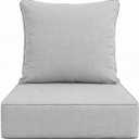 Outdoor Deep Seat Cushions, 24 x 24 x 6 Inches Olefin Fabric Waterproof & Fade Resistant, Patio Furniture Replacement Cushions for Couch, Chair, and Sofa, Grey
