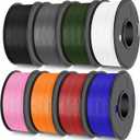 High Speed PLA Plus Filament 1.75mm, High Toughness Rapid PLA+ for Fast Printing up to 600mm/s, 8 Pack 250g Spool, Black+White+Grey+Olive Green+Blue+Pink+Orange+Red