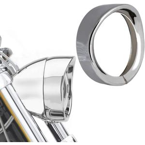 NTHREEAUTO 7" Headlight Visor Trim Ring Chrome Motorcycle Headlamp Frenched Rings Head Lamp Decorate Accessories Compatible with Harley Road King Electra Glide Heritage Softail Touring (Chrome)