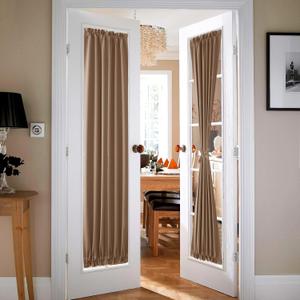 XWZO Door Curtains Thermal and Room Darkening Curtains for French Door, Rod Pocket Blackout Curtains for Dining Room, 25 x 80 inches Long, Khaki, 1 Panel
