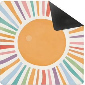 Boho Sun Mahjong Mat for Table 31.5 X 31.5 in, Gifts for Mahjong Players, Watercolor Boho Colorful Sunshine Anti-Slip Table Cover Tablecloth for Poker Board Card Tile Game Dominoes