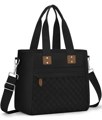 Insulated Lunch Box for Women & Men - Large Thermal Lunch Bag Women with Removable Shoulder Strap, Reusable Lunch Cooler Tote Bags Purse for Adults Work, Picnic, Hiking, Beach, Travel，Black