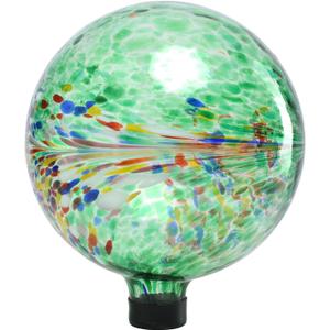 VCUTEKA Gazing Ball, Glass Gazing Globe Sphere for Outdoor Garden Lawn Ornament Yard Decorative, Green Artistic, 10"
