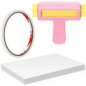 Paper Crimper, Double Sided Tape, Glossy Thin Inkjet Paper 100 Sheets, Glossy Photo Paper 8.25 x 11.6 Inches for Chip Bags Crafting for Inkjet Printer, Dye Ink 115gsm (Pink)